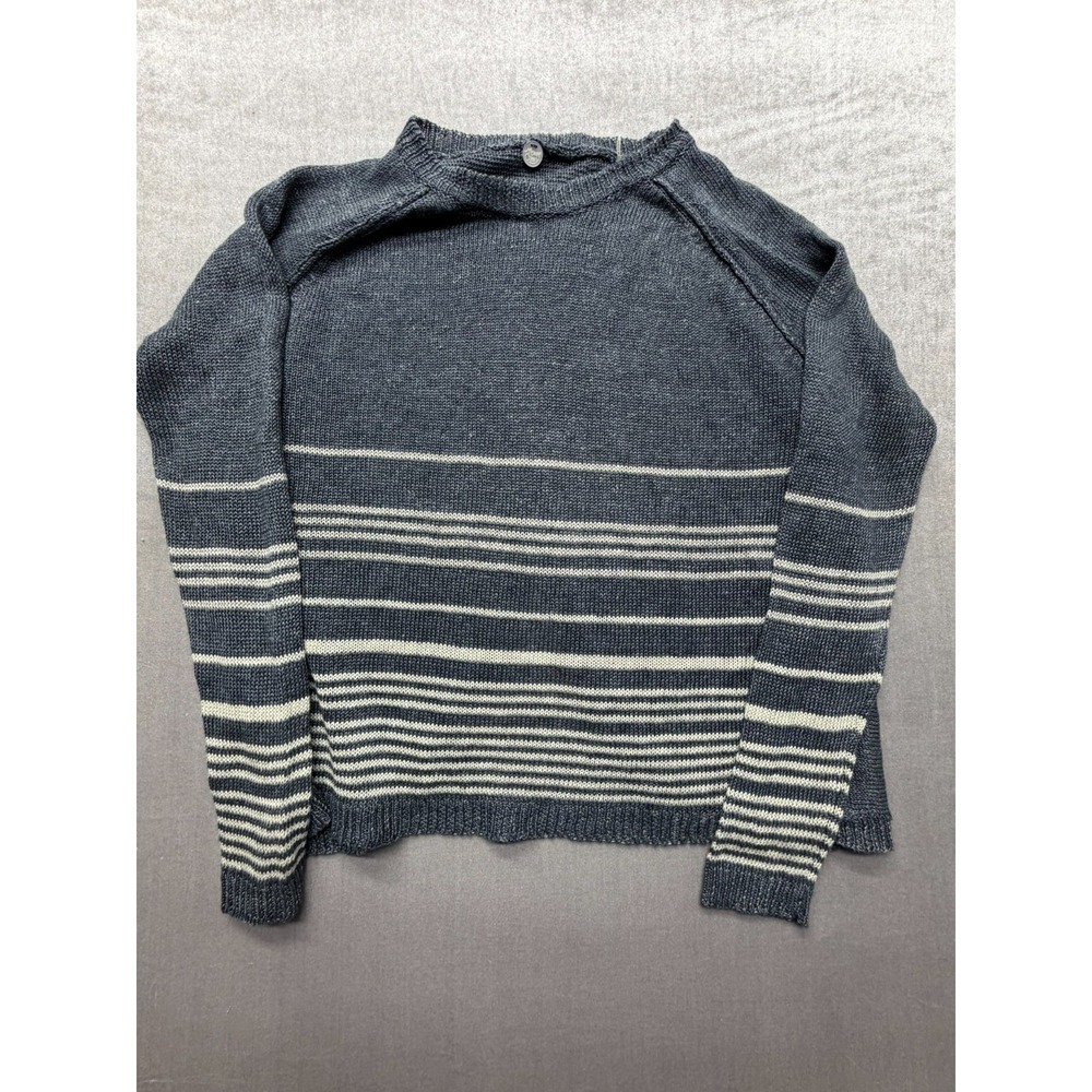 Margaret O'Leary 100% Linen‎ Striped Sweater Gray Medium